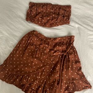 Brown and White Polka Dot Set